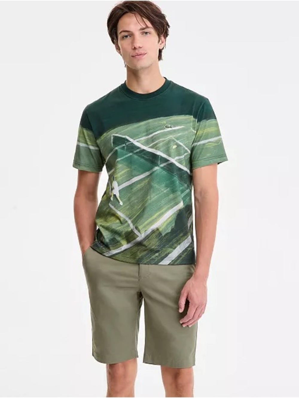 NWT LACOSTE Men's Tennis Court Graphic T-Shirt